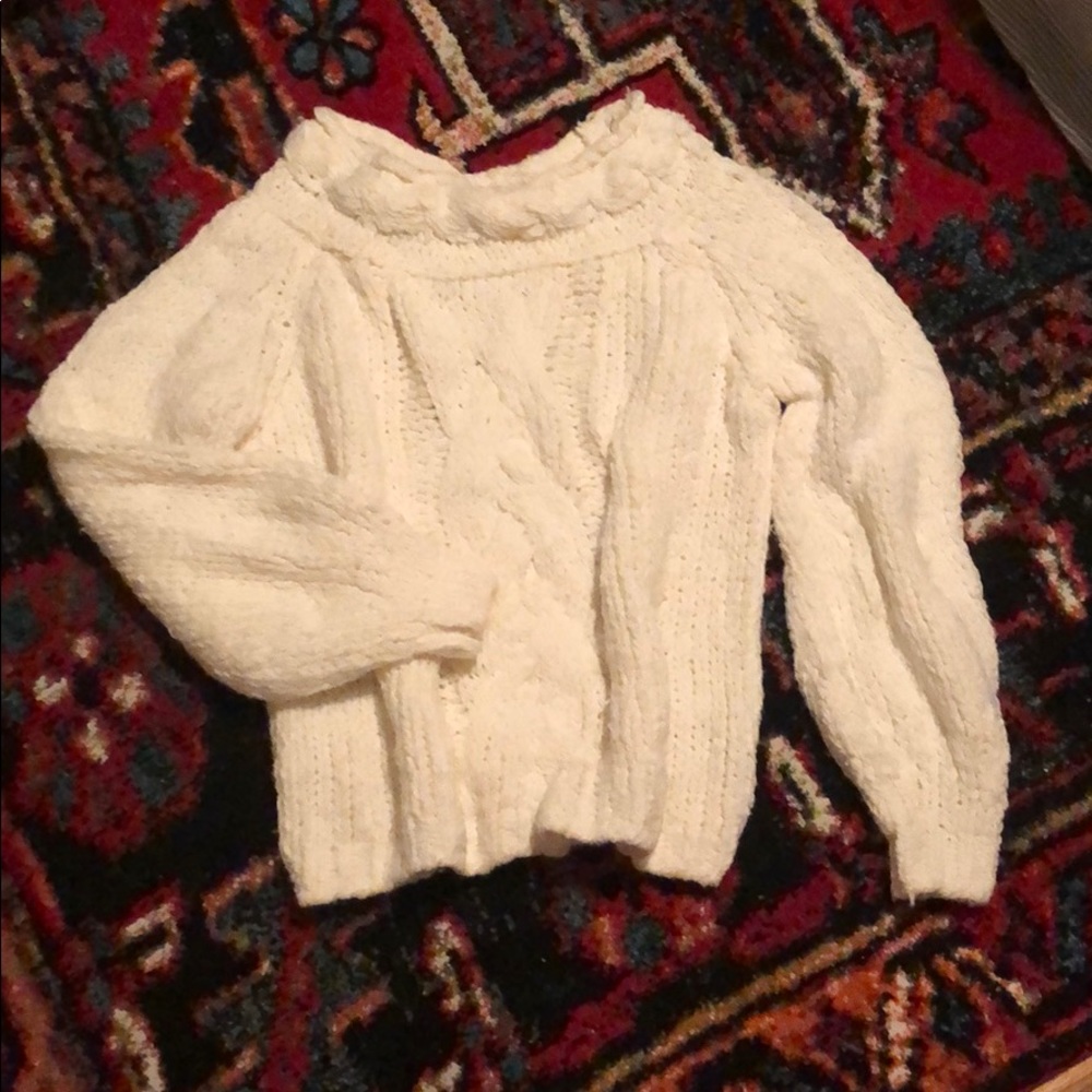 Free people white knit sweater
